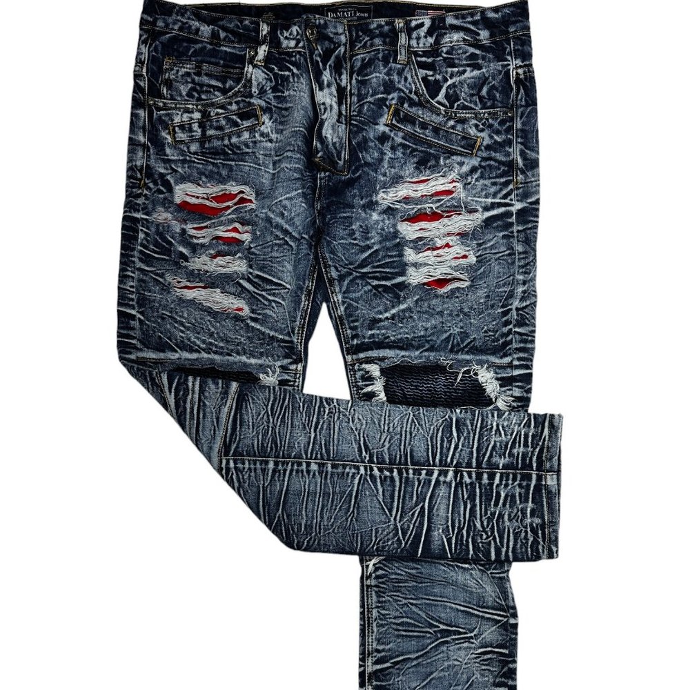Damati Ripped Denim Moto Style Jean (42)